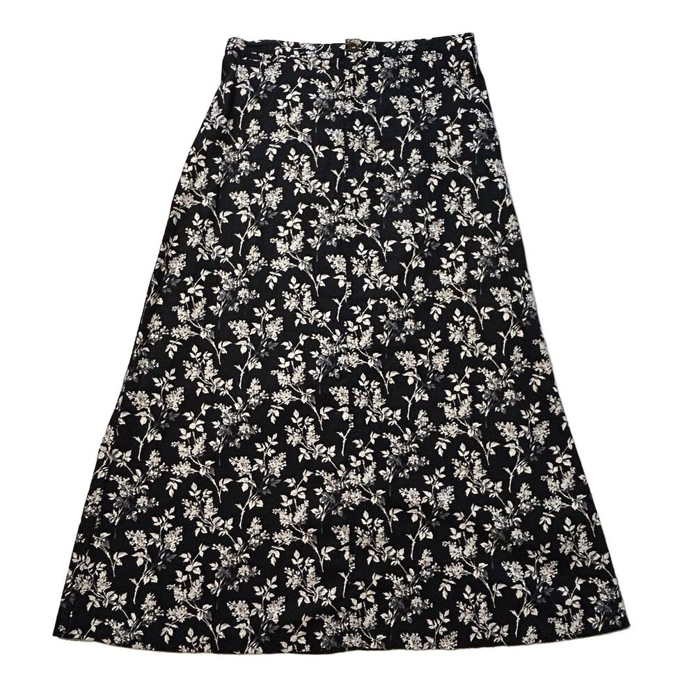 Liz Claiborne Lizwear Floral A-Line Midi‎ Skirt Women's 14 Linen Blend